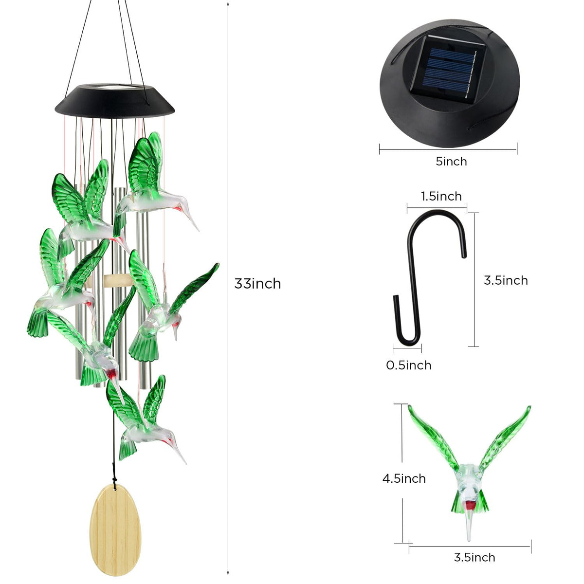JOBOSI garden hummingbird mobile enhances yard or patio with lively color.