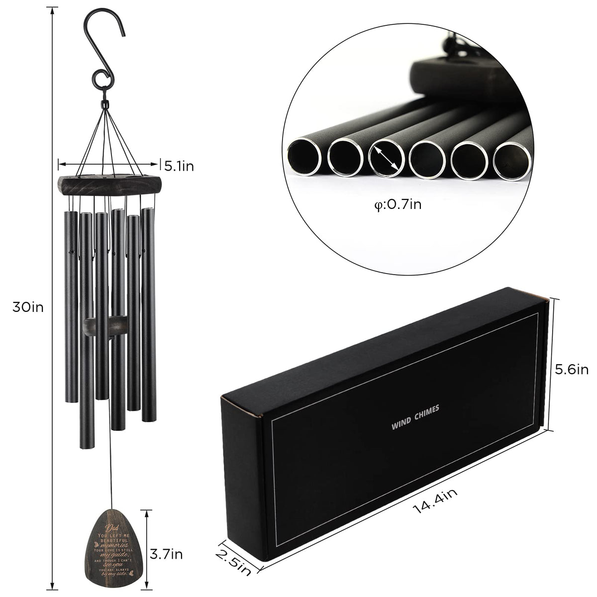JOBOSI memorial wind chimes for dad outdoors, creating a soothing backdrop.