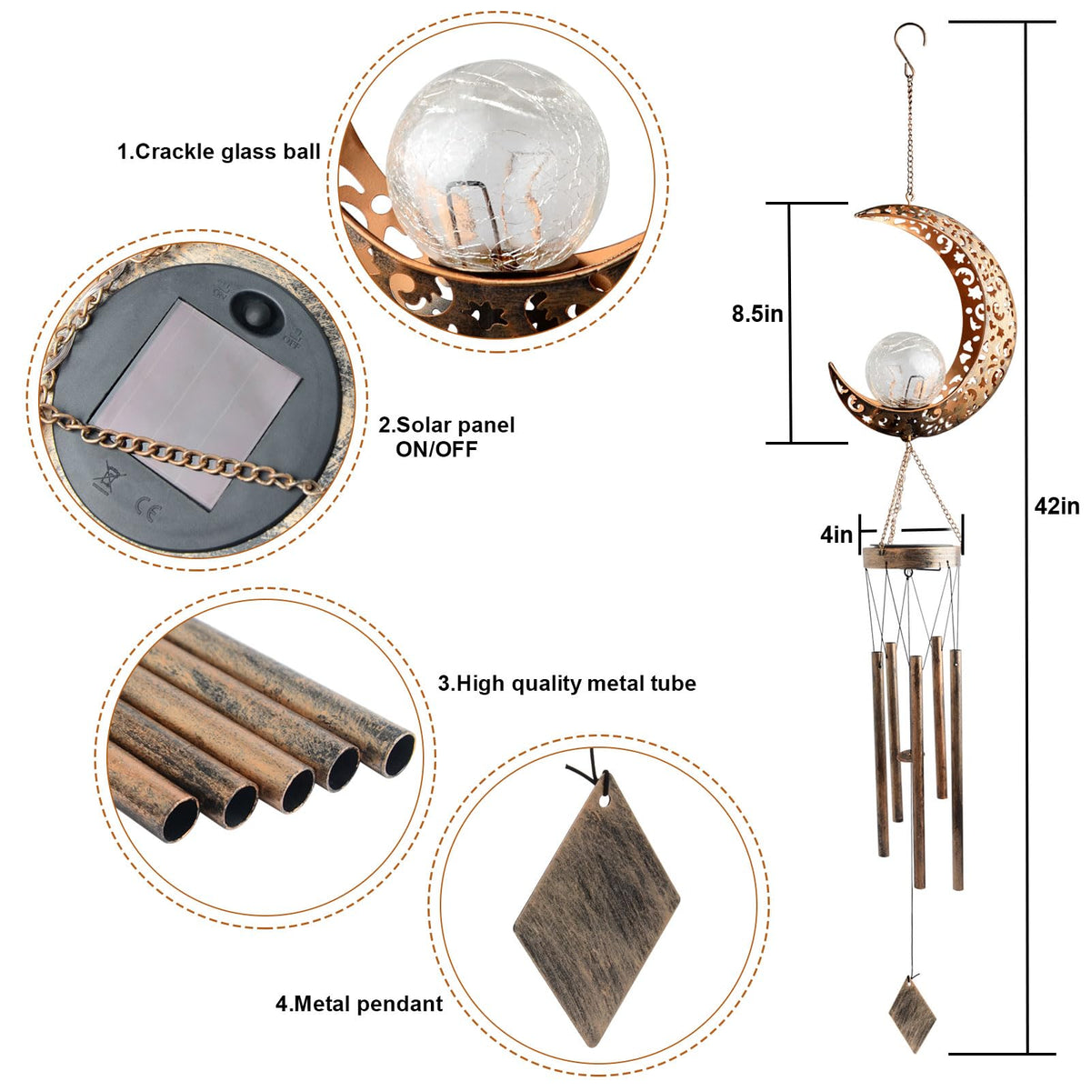 JOBOSI aluminum shell ensures durable moon wind chimes in weather