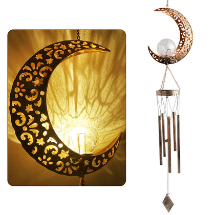 JOBOSI Moon Wind Chimes with solar light illuminate outdoor spaces