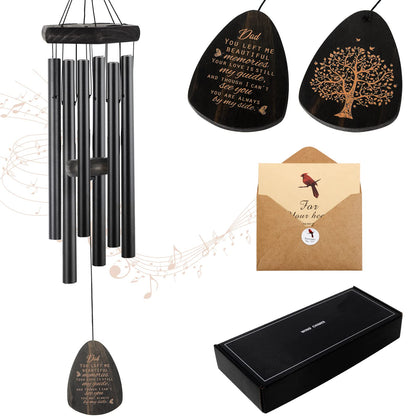 JOBOSI sympathy wind chimes 32-inch butterfly card for memorial remembrance and comforting ambience.