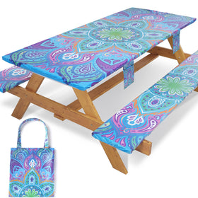 Jobunai picnic table cover on a 6ft table protects surfaces outdoors.