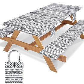 Jobunai picnic table cover on a 6-foot table; waterproof and easy to wipe.