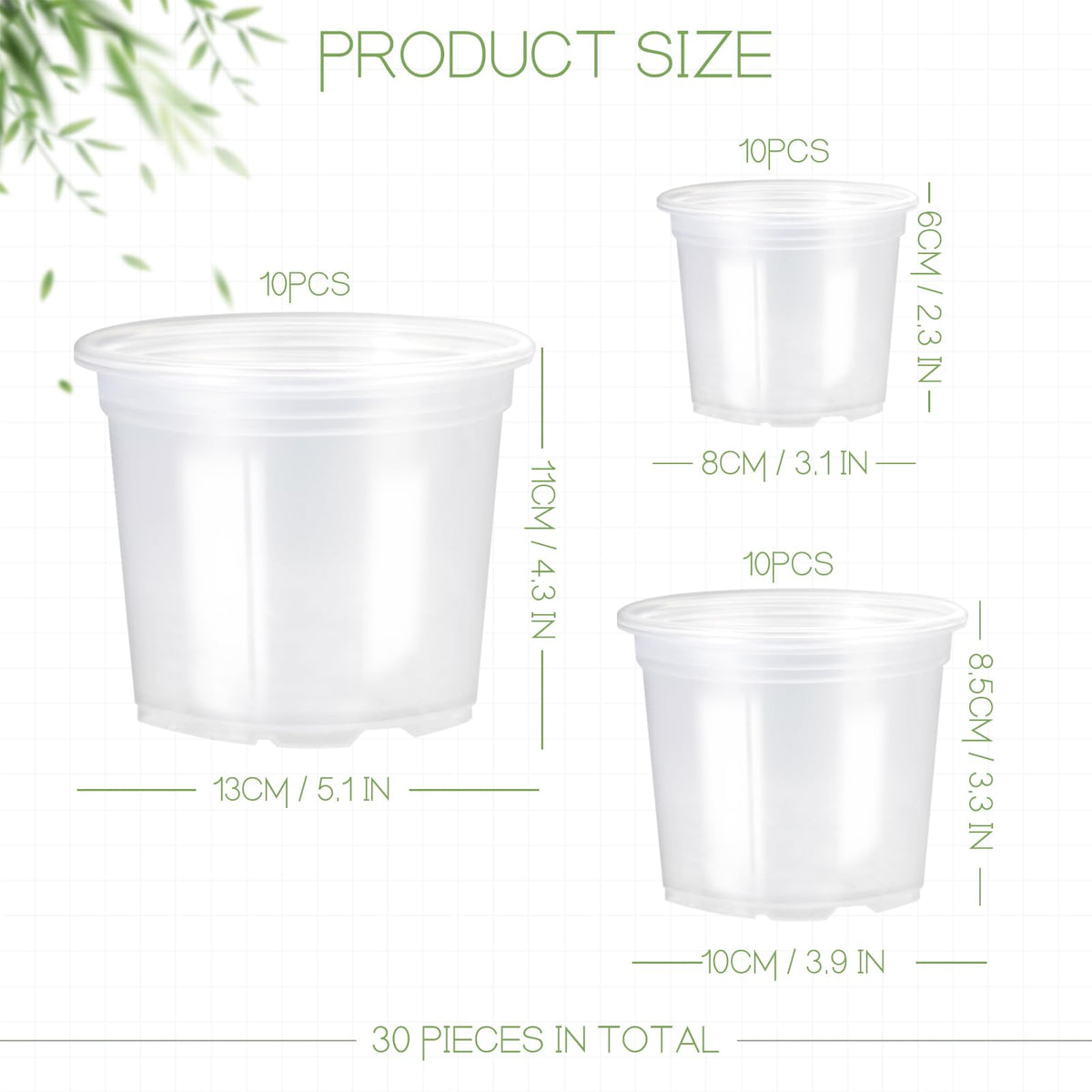 JOBVERT clear nursery pot 4 inch with drainage supports healthy roots
