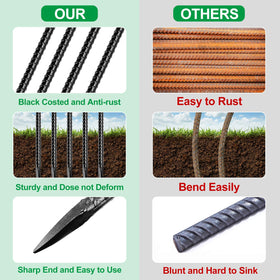 JOBVERT galvanized steel stake resists rust for outdoor use.