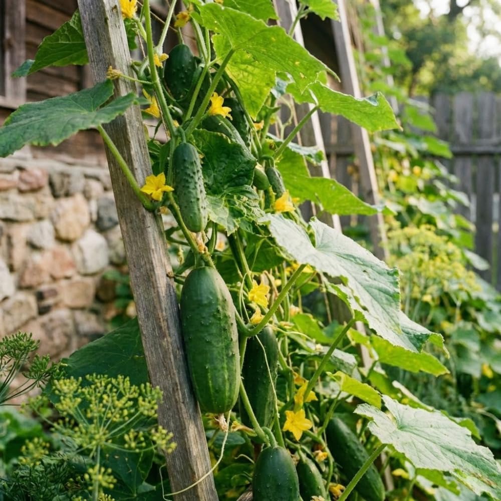 JOCADEW Boston pickling cucumber harvest shows abundant, crunchy cucumbers for preserves.