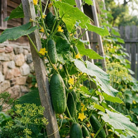 JOCADEW Boston pickling cucumber harvest shows abundant, crunchy cucumbers for preserves.