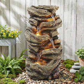 Jocoevol 32-inch outdoor fountain with cascading water for tranquil garden ambiance