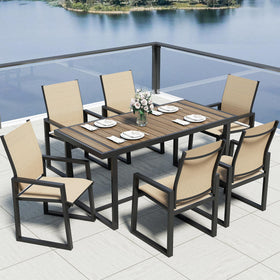 Jocoevol 7-piece patio dining set with 67-inch table shows ample space for meals.