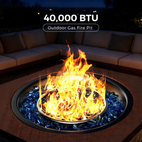 Jocoevol compact 28-inch fire pit table with portable side handles.