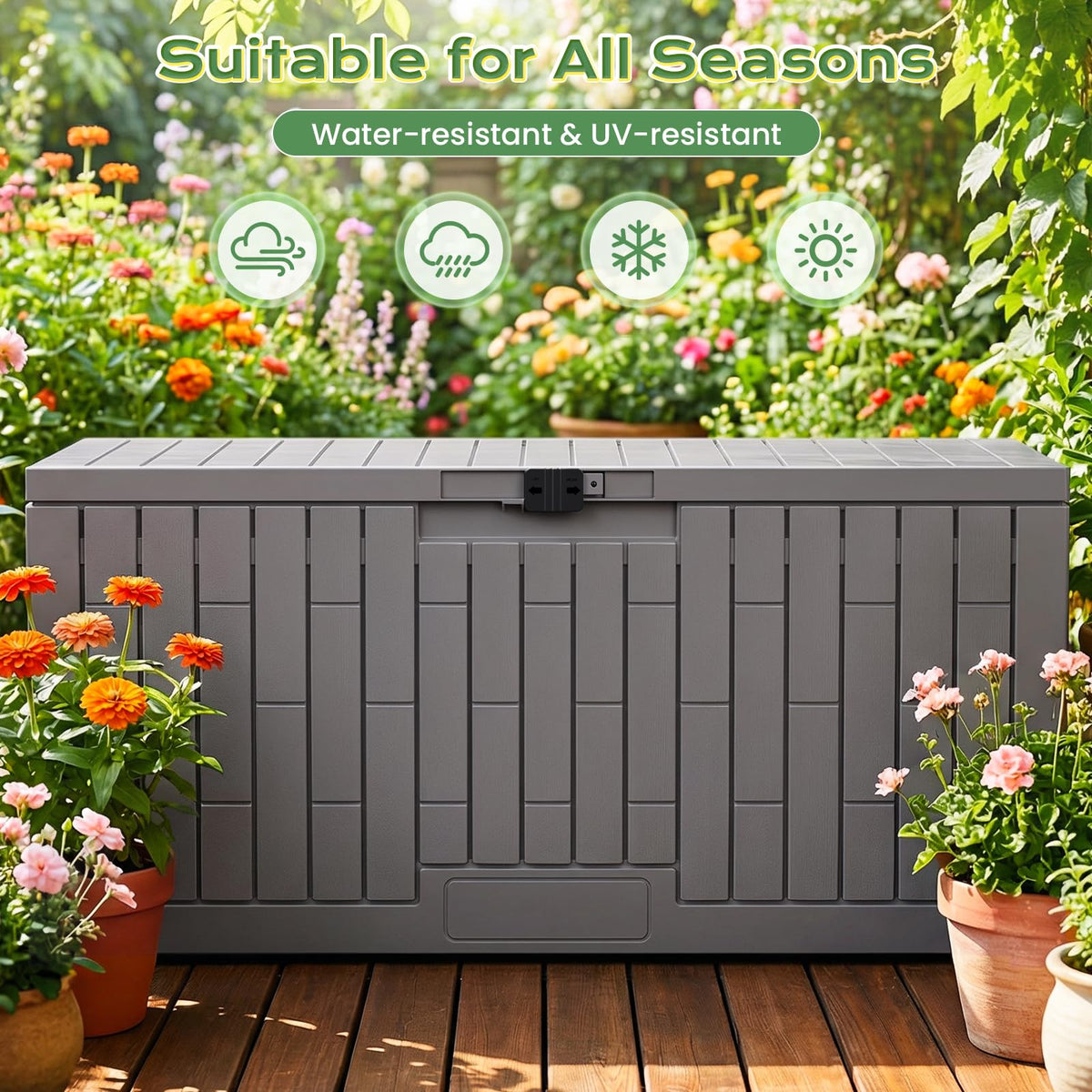 Jocoevol easy-assembly deck box set up quickly in minutes