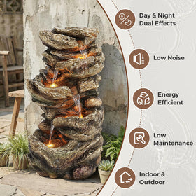 Jocoevol dusk LED glow fountain enhances tranquil yard evenings
