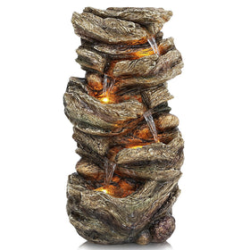 Jocoevol five-tier cascading rock waterfall showcases soothing flow for backyard relaxation