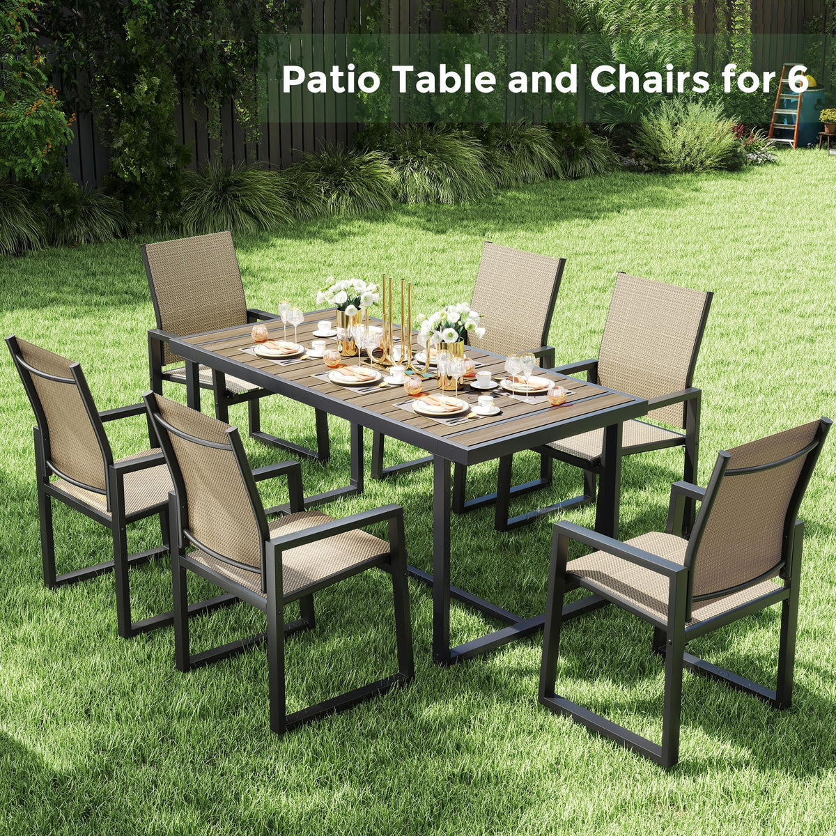 Jocoevol Textilene dining chair with ergonomic back supports outdoor comfort.