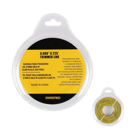 JODDMTTY DWO1DT802 trimmer line spool, 225 ft, 0.080 inch—long-lasting yard use.