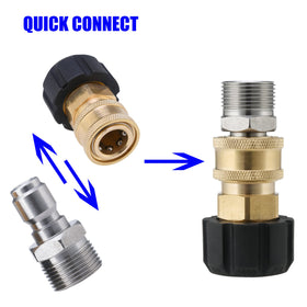 JOEJET adapter in use on a pressure washer gun demonstrates compatibility.