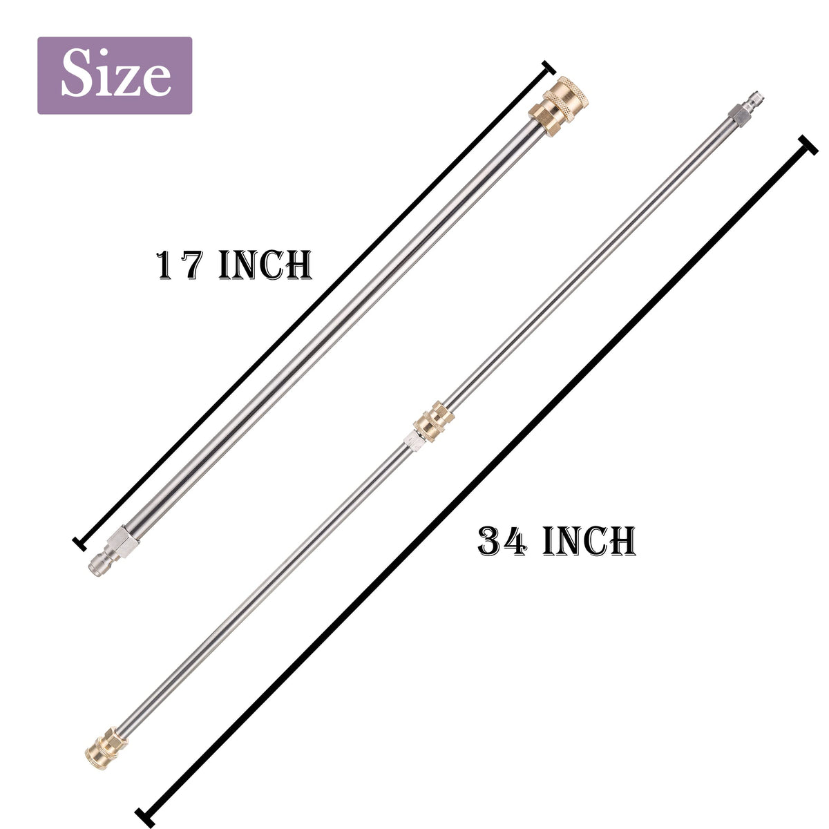Two-pack extension wands provide longer reach and flexible configurations.