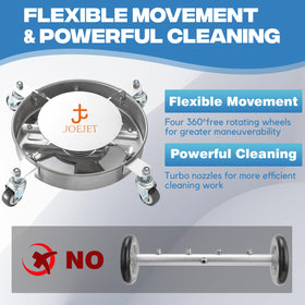 JOEJET four-wheel design boosts maneuverability for underside vehicle cleaning