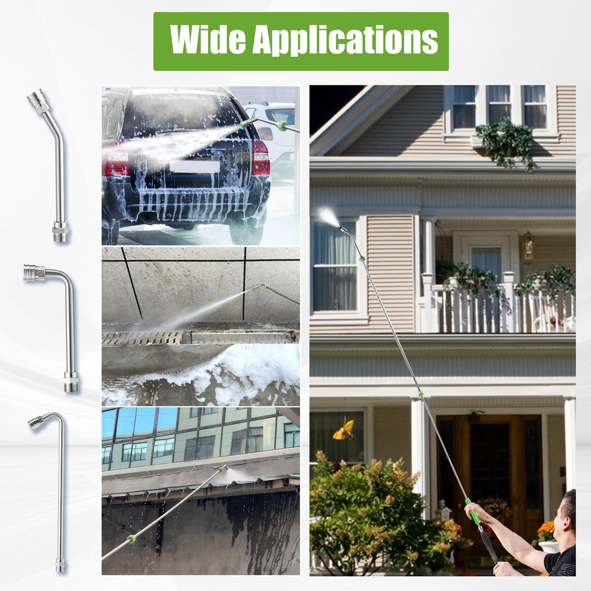 JOEJET 120-degree curved rod handles awkward angles and hard-to-reach spots.