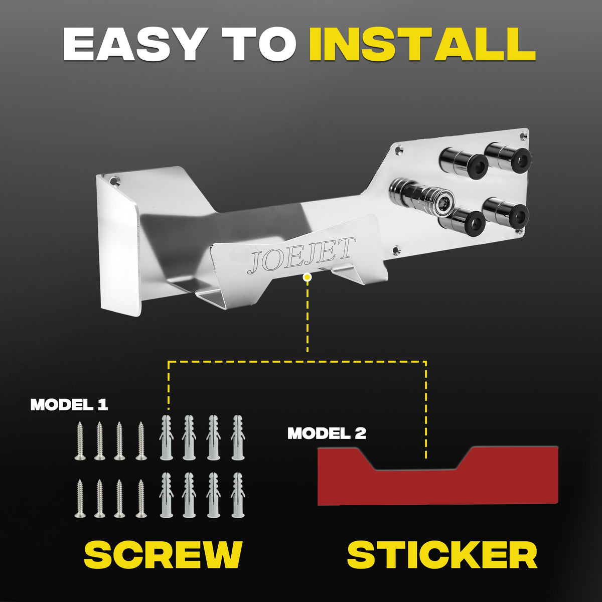 JOEJET includes installation screws and sticker for fast setup.
