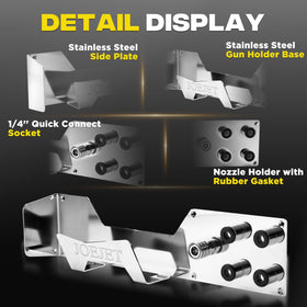 JOEJET one-quarter-inch quick-connect compatible allows fast accessory storage.