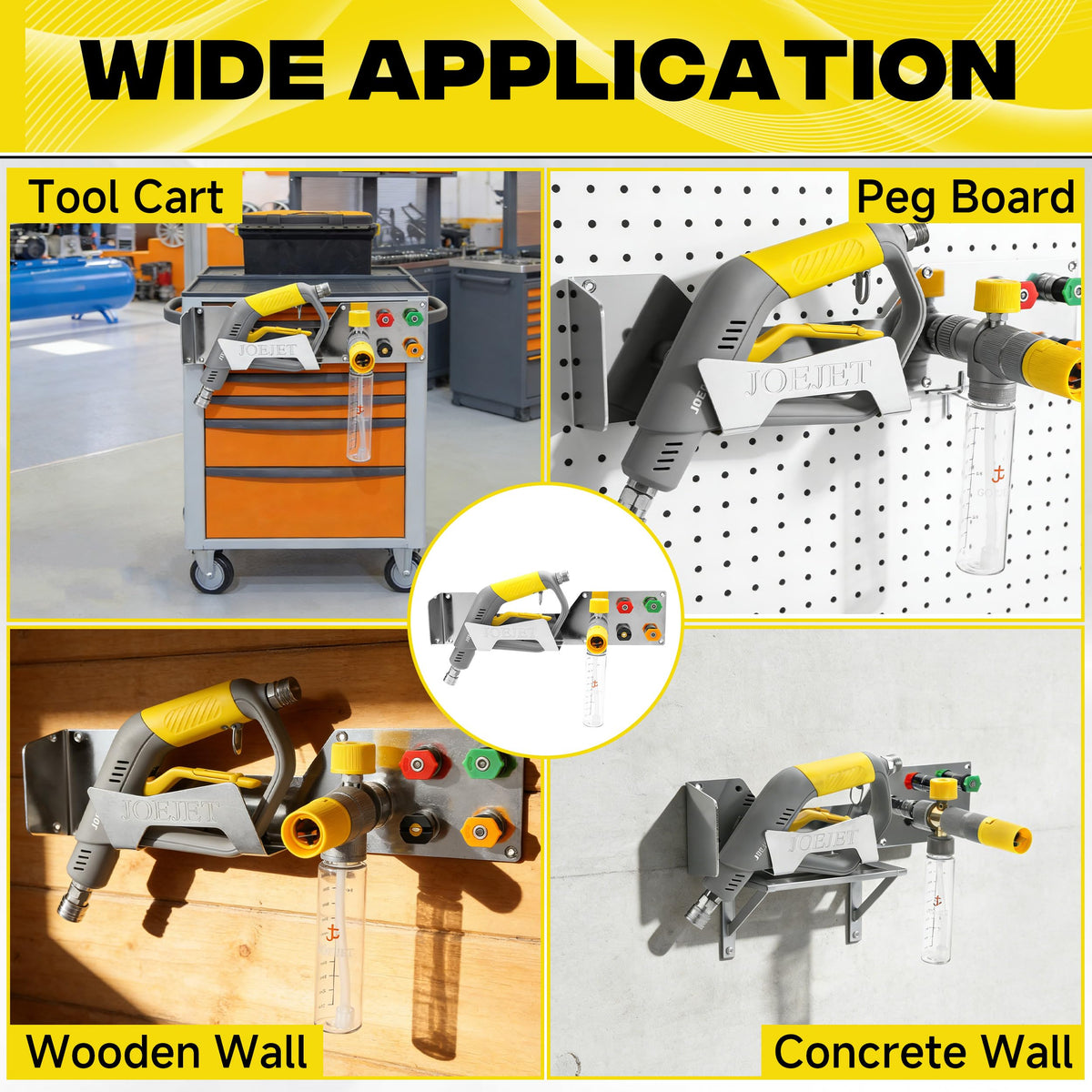 JOEJET stainless steel foam cannon holder resists rust for outdoor use.