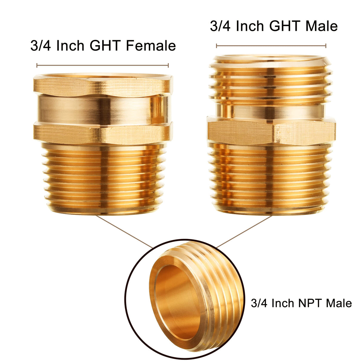 JOEJET brass adapter from GHT to NPT for versatile hose connections