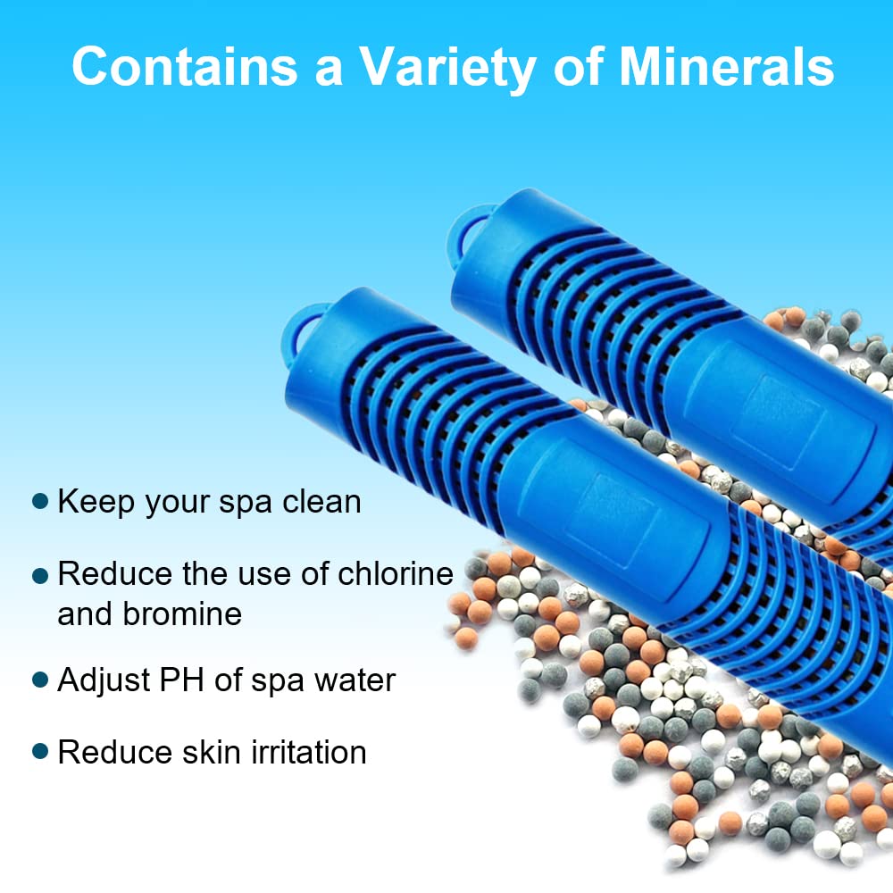 Joepoe spa mineral stick placed in hot tub for easy maintenance.