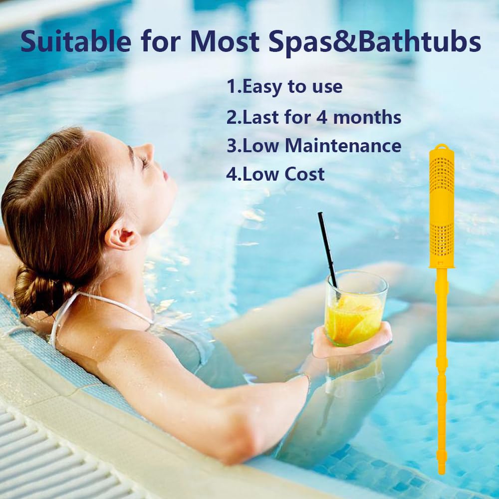 Joepoe spa mineral sticks dropped into hot tub for mineral purification.