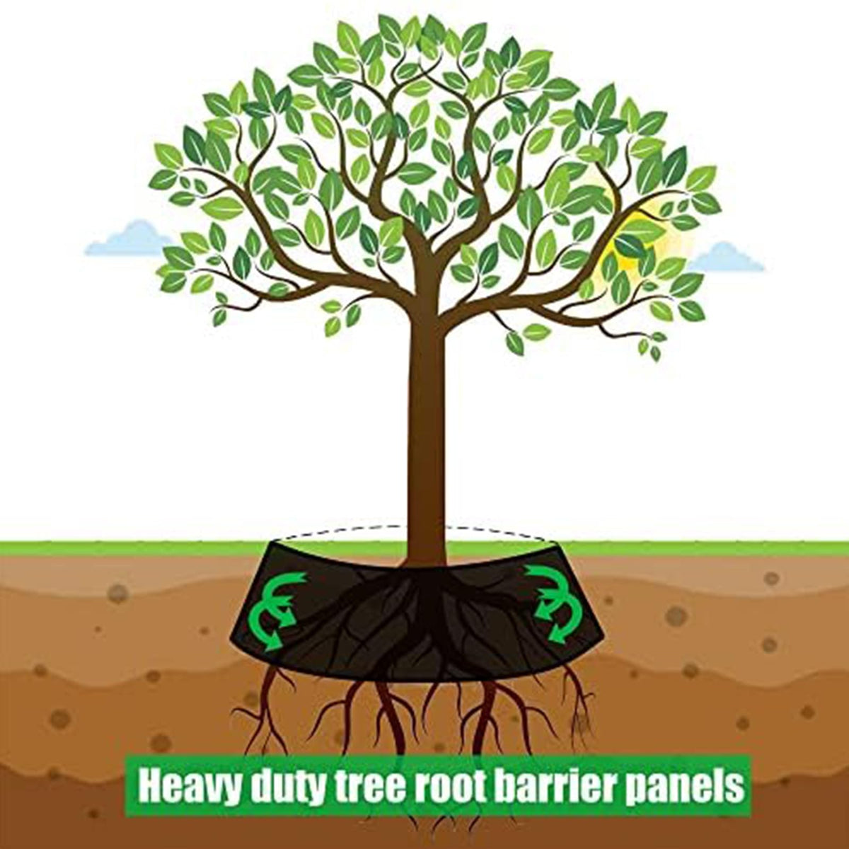 Joewuzun root barrier defines garden edges and controls growth