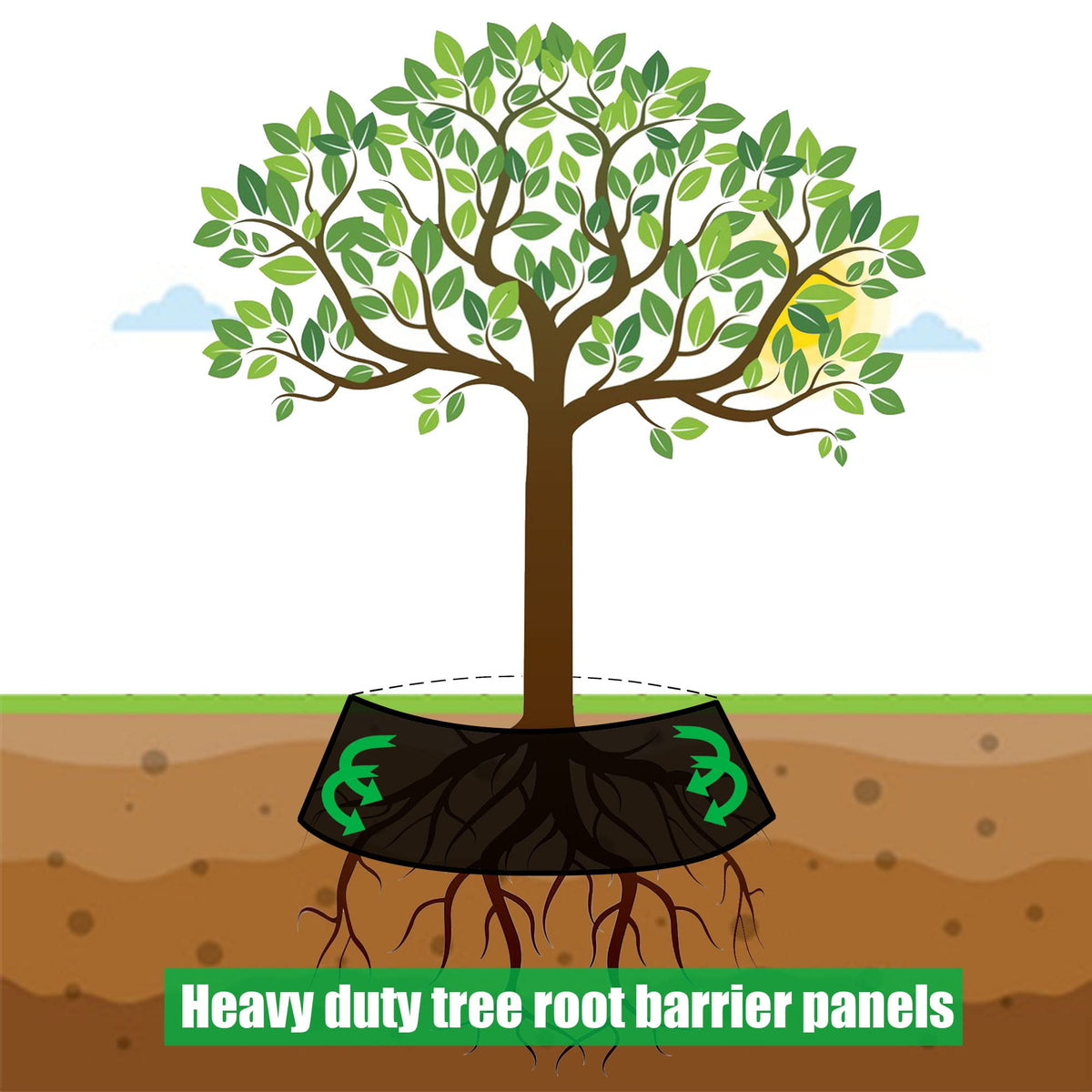Joewuzun landscape edging near driveway demonstrates root growth control.