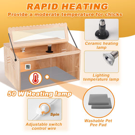 JOGEPEYO brooder box easy cleaning with removable acrylic panel for quick maintenance.