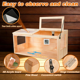 JOGEPEYO brooder box transparent skylight aids monitoring growth.
