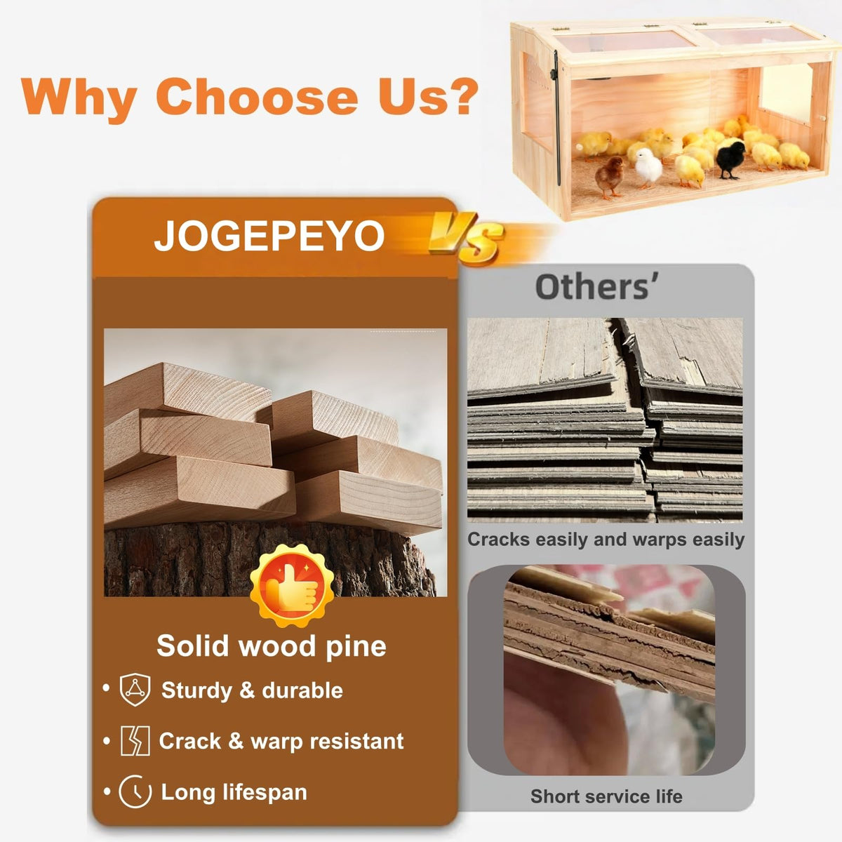 JOGEPEYO brooder temperature control emphasizes adjustable warmth for chicks.