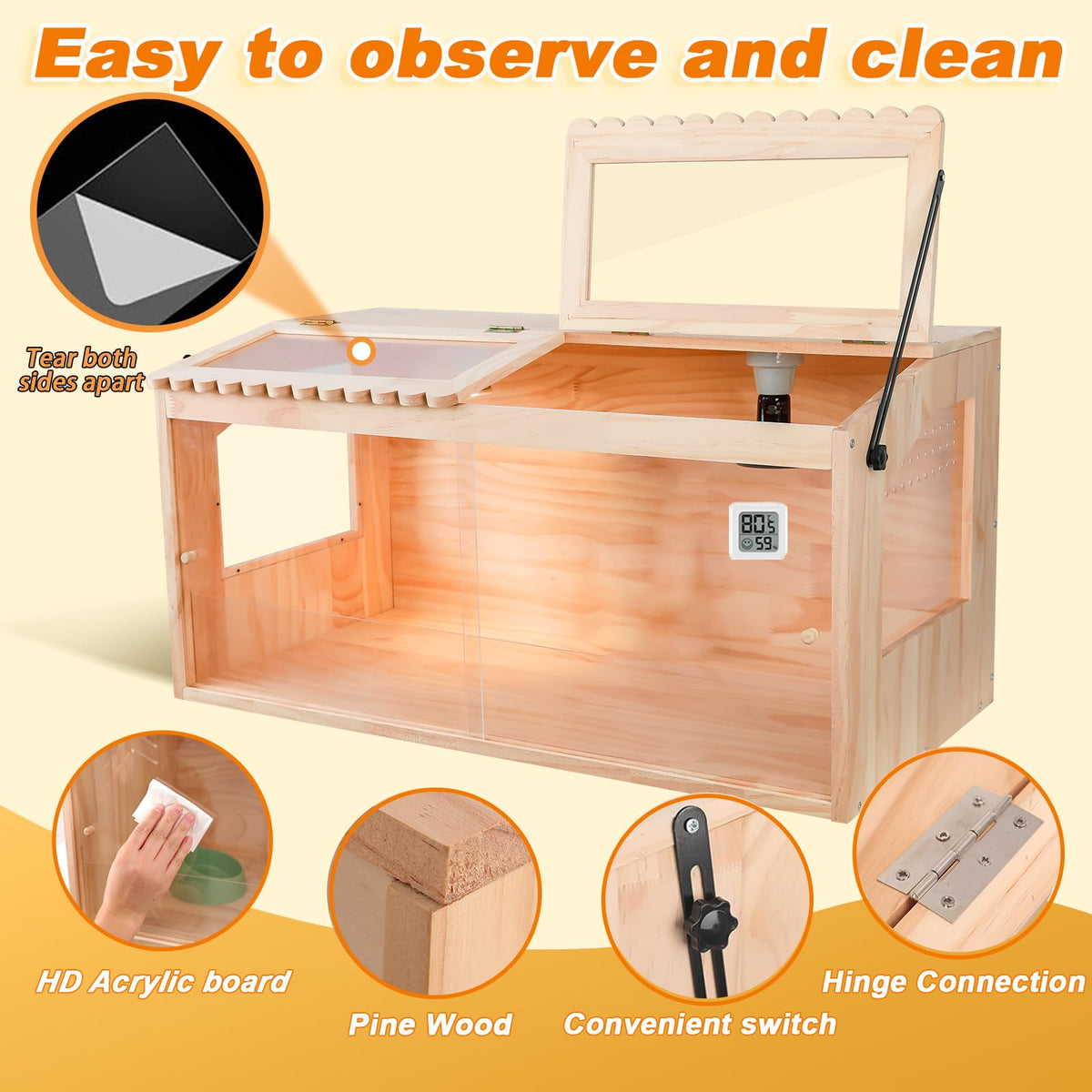 JOGEPEYO brooder box skylight with adjustable position for ventilation