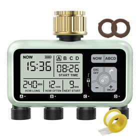 Johgee watering timer 4-zone brass inlet detailed for outdoor use