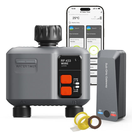 Johgee WiFi sprinkler timer gateway setup demonstrates extended range and stable connection.