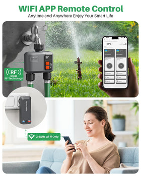 Johgee 2-outlet timer enabling independent zone control for different plants.