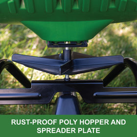 John Deere 12-foot spread pattern covering large lawn areas