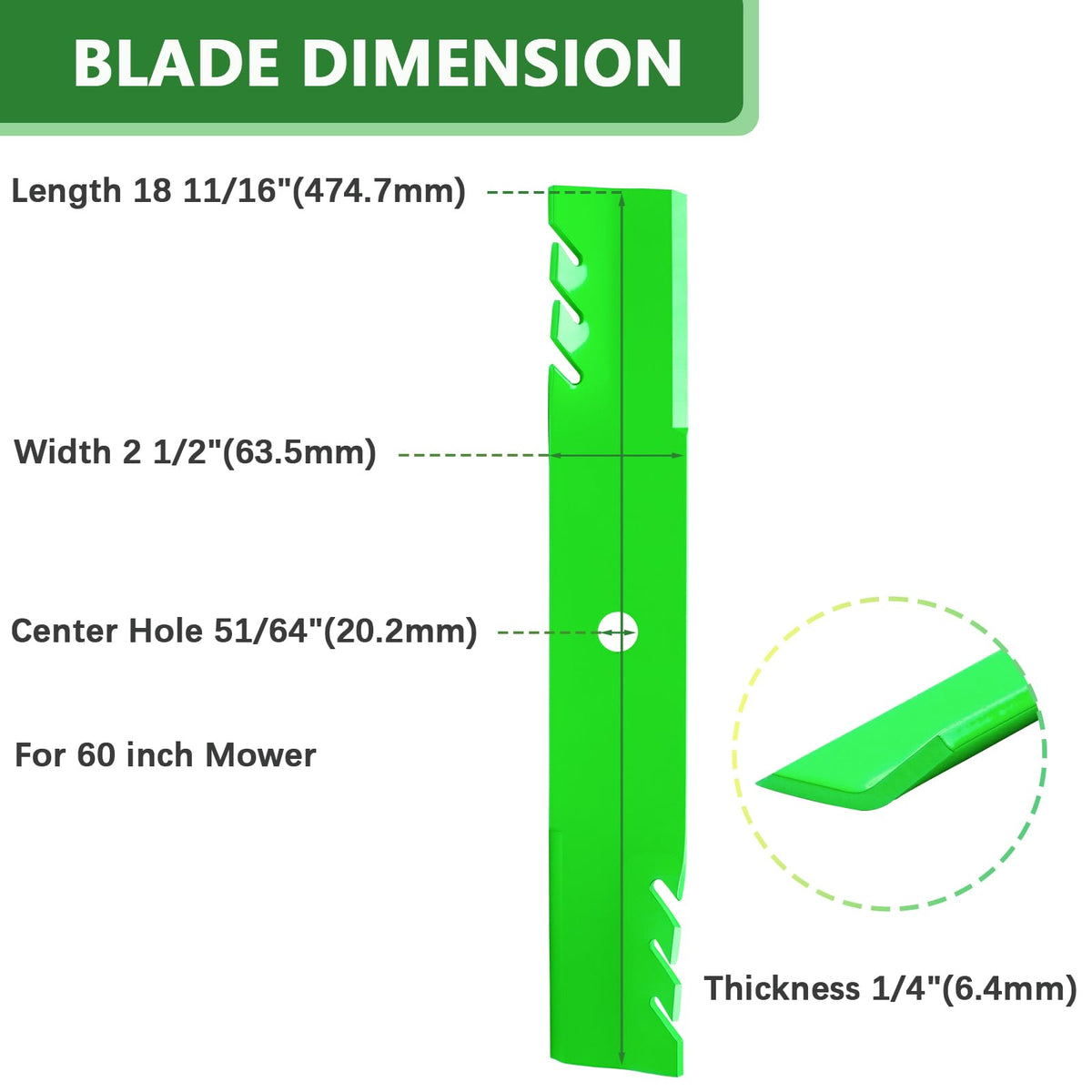 John Deere compatible 54-inch deck blade pack, front view, supports efficient lawn care