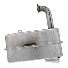 John Deere GY22156 muffler with rectangular body improves exhaust flow for non-aspirated engines.
