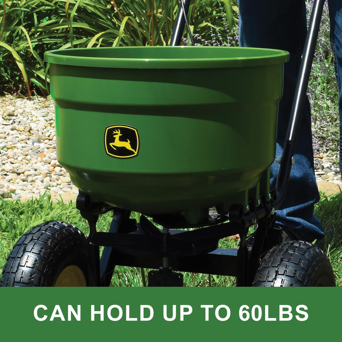 John Deere cable flow control enables precise material distribution.