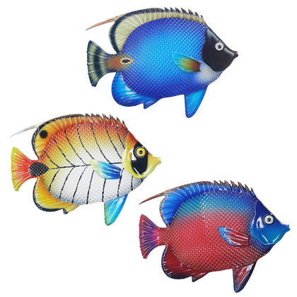 John's Studio colorful metal fish wall art for outdoor display and year-round color.