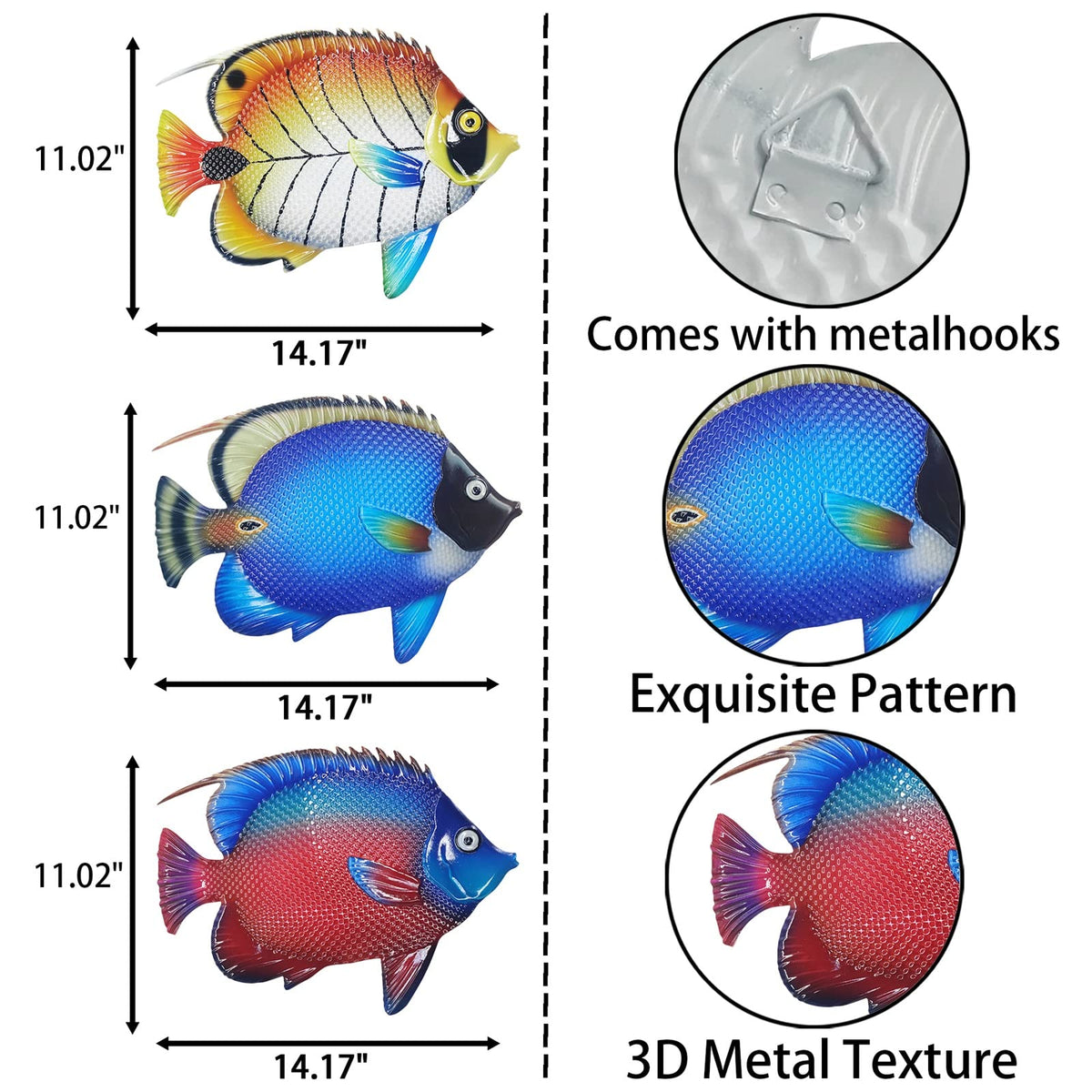 John's Studio metal fish wall decor adds playful charm to fences or patios.