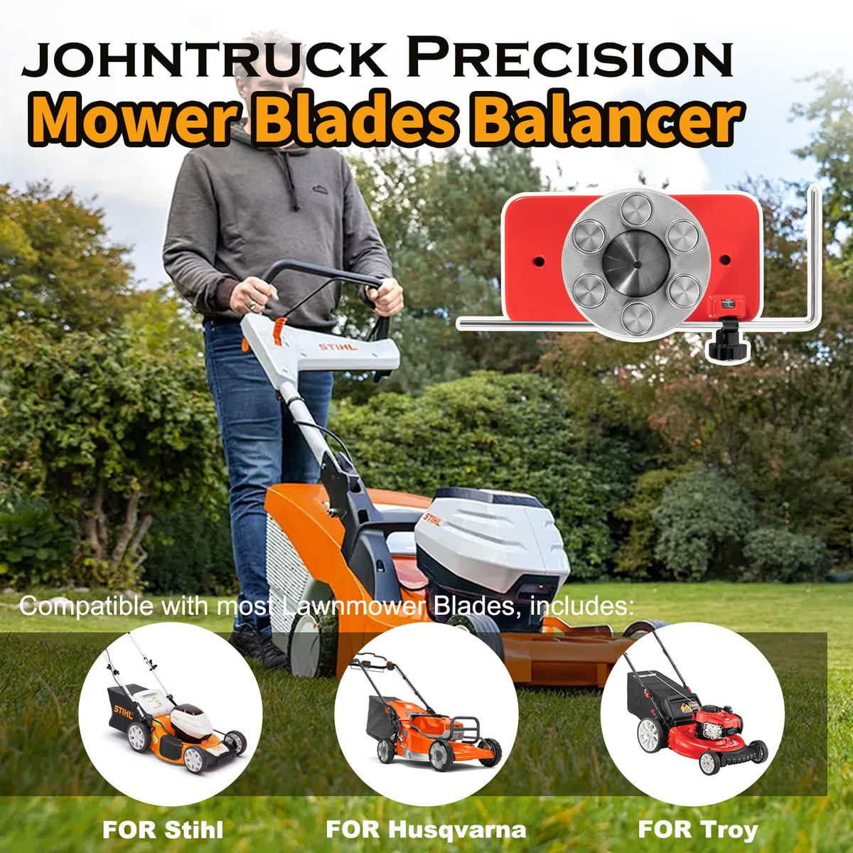 johntruck magnetic balancer cone provides stable blade alignment during balancing.