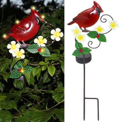 Johoxton Cardinal Garden Decor Solar Light in yard adds lifelike color and gentle illumination.
