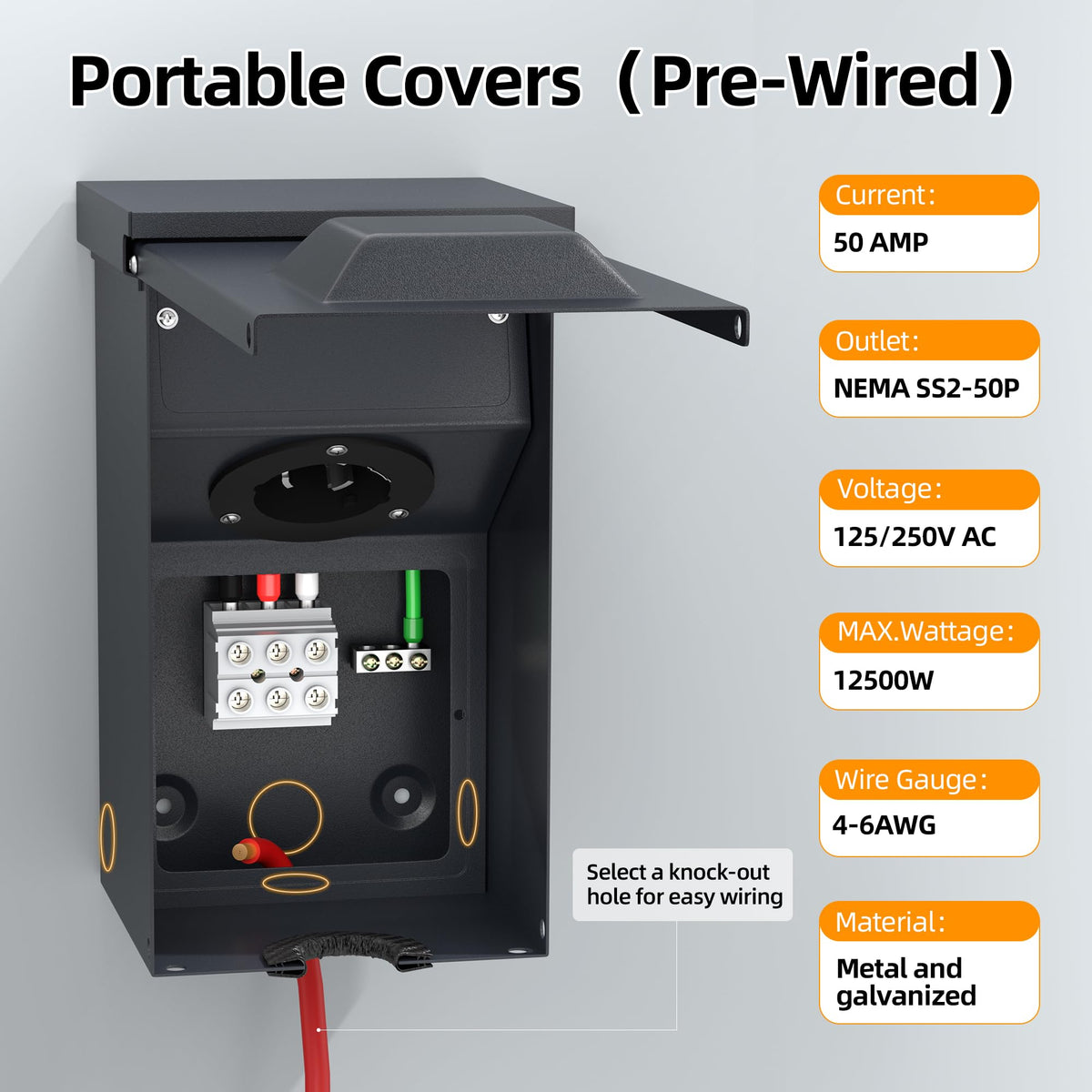 Joinfworld spacious wiring compartment fits 4-6 AWG cables with ease.