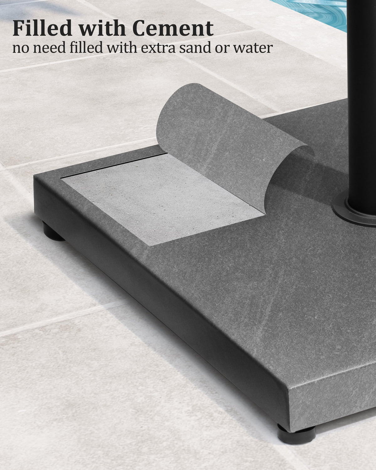 JOINHOM grey finish base for decks and patios blends with outdoor decor.