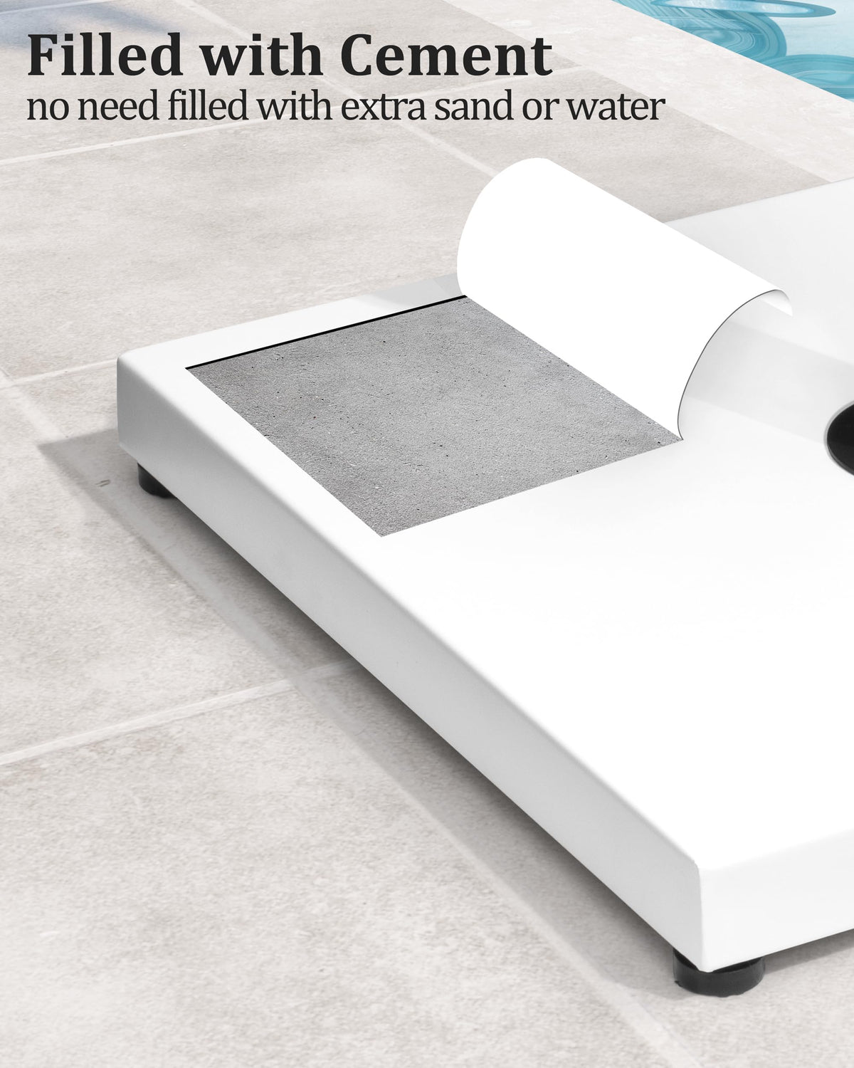JOINHOM umbrella base white finish complements outdoor decor