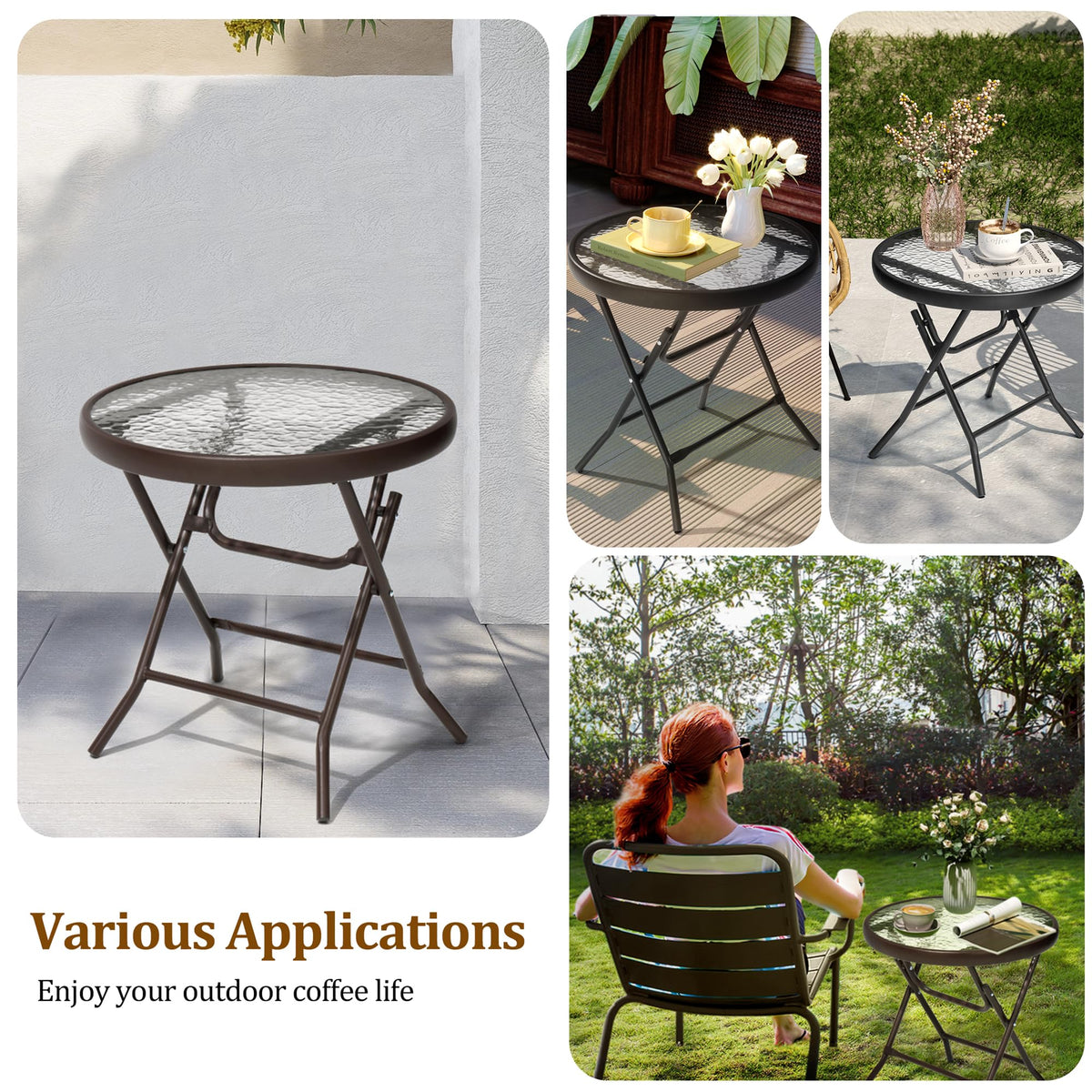 JOINHOM compact end table with stable surface for drinks and books